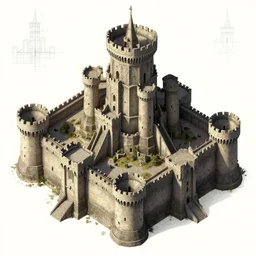 crusader castle, krak de chevalier, epic scale, extremely high towers, vertiginous, isometric view, technical drawing, dark souls, fantasy, artstation