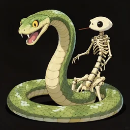 unrealistic studio ghibli manga action shot from close encounters of the third kind 1 9 7 7 of a snake skeleton