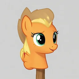decapitated orange pony head on a wooden stick, my little pony themed, scary, dead orange my little pony, applejack, mlp, horror, creepy pasta, pixiv, deviantart, artstation, head on stick, decapitated head on wood stick, 2 d