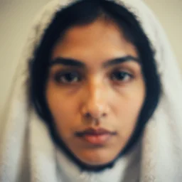blurry 1 9 7 0's photo of a towel with a human face