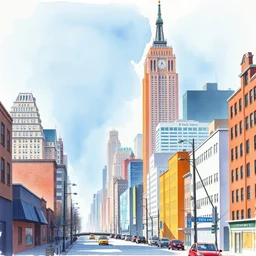 new york, watercolor