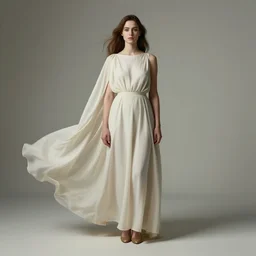 a full body portrait of a woman by justin ridler wearing a billowing dress