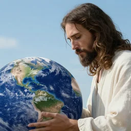 jesus looking down at the earth