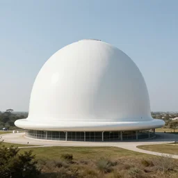 sci - fi nuclear containment building in a stunning landscape by frank lloyd wright