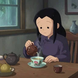 stolas from helluva boss making himself tea quietly at seven in the morning