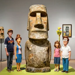 cartoon moai statue popart slap face cronobreaker, beeple, by thomas kinkade simpson family art contest