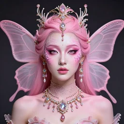 portrait of pink fairy, symmetric, facepaint facepaint facepaint, intricate jewelry, trending on artstation 4 k, high quality, in the style of karol bak and tom bagshaw