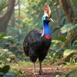 fierce cassowary standing proudly, trending on artstation, highly detailed, nature, digital art, award winning, cartoony