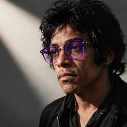 jimi hendrix purple neon with cool glasses