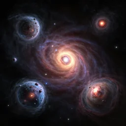 colliding neutron stars, sci - fi art
