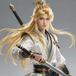 blond beautiful boy xianxia hero 剑 网 3, highly detailed, masterpiece, artstation, art by emika lightweaver and antoine collignon and akihiko yoshida