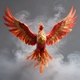 a full phoenix bird rising surrounded by smoke smoke smoke, spreading wings side to side, 4 k, octane rendered, 8 5 mm f 1. 8