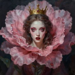 A very detailed horrifying portrait painting of the flower princess, 8k, trending on artstation cgsociety, masterpiece.