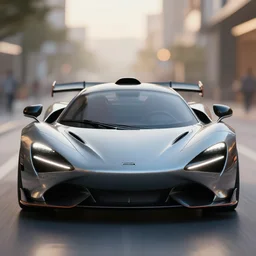 soft bokeh front shot photo of a mclaren steampunk concept car, cinematic, fine details, symmetrical, 4 k, digital art, wallpaper
