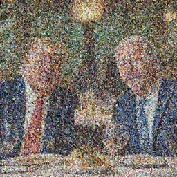 A Portrait Photo of Trump and Biden having dinner at a fancy Balinese restaurant, award winning photography, sigma 85mm Lens F/1.4, blurred background, perfect faces