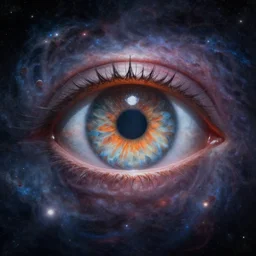 a giant cosmic eye watching a galaxy, realistic painting, high definition, digital art, matte painting, ArtStation, very detailed