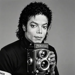 photo of Michael Jackson by Diane Arbus, black and white, high contrast, Rolleiflex, 55mm f/4 lens