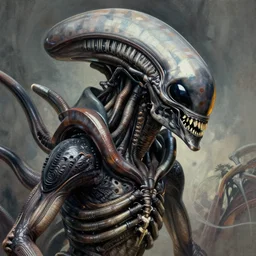 alien xenomorph, close - up portrait, intricate, elegant, volumetric lighting, scenery, digital painting, highly detailed, artstation, sharp focus, illustration, concept art, gaston bussiere, ruan jia, steve mccurry