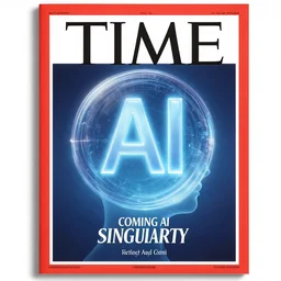 TIME magazine cover, the coming AI singularity, by Chevrier