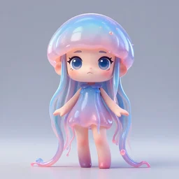 cute, full body, female, anime style, a lively jelly fish girl, large eyes, beautiful lighting, sharp focus, simple background, creative