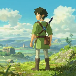 link on his most dangerous adventure yet. clean sharp digital art, environment concept art, by rossdraws, ghibli, breath of the wild, greg rutkowski
