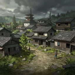 photo the last us part 2 abandoned japanese small town : 5 4 k rtx hdr volume light concept studio matte painting environment digital illustration fanart artstation by eytan zana and balazs agoston, jad saber, aaron limonick, pablo dominguez and florent lebrun and robby johnson