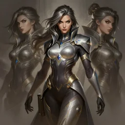 a highly detailed illustration of female jetstream sam, dramatic pose, art by artgerm and greg rutowski and ilya kuvshinov, intricate, elegant, highly detailed, centered, digital painting, artstation, concept art, smooth, sharp focus, league of legends concept art, wlop.