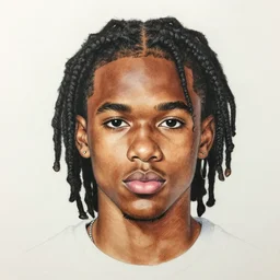 a detailed drawing of a portrait of a young black man with pigtails hair, in anime style, hd 4 k