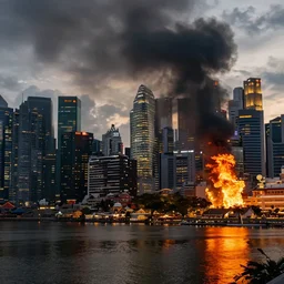 imagine the city of singapore with you in it ( it is on fire )
