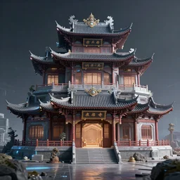 futuristic cyberpunk chinese confucian building, 3 d render, artstation
