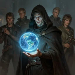 the creator of worlds wearing a cloak and holding a holographic planet projection in his hand, detailed, sci - fi, digital painting, artstation, sharp focus, illustration, ominous, artgerm, tomasz alen kopera, peter mohrbacher, donato giancola, joseph christian leyendecker, wlop, frank frazetta