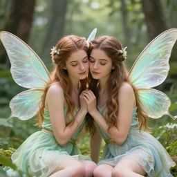 photo of 2 beautiful fairies comforting each other