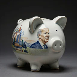 joe biden as a ceramic piggy bank