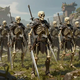 An army of skeleton warriors, realistic, digital art, trending on artstation