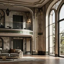 interior photo of a flat with a mix of art deco and art nouveau, 3 d render, award winning, digital photograph, telephoto lens, national geographic, highly detailed, afternoon lighting, high contrast, intricate, classy, elegant, sharp focus, artstation, smooth, striking image
