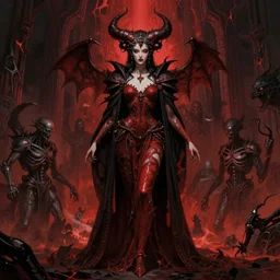 masterpiece, infernal succubus girl concept art, stylized, doom, elegant, imperial, epic, intricate art by artgerm, alphonse mucha, h. r. giger, greg rutkowski, josan gonzalez, zdizslaw beksinski, biomechanical, crimson darkness, hellscape