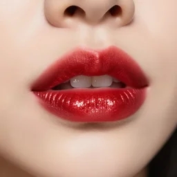 a close up shot of a woman's lips coated in red glitter.