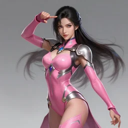irelia, the blade dancer, wearing pink bodysuit with metal ornaments, asian descent, highly detailed, sharp focus, artstation, digital painting, by alena aenami