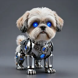 Metal Robot Shihtzu, OLED Eyes, Gears, blue lights