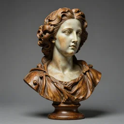 high intricate bust of an hedy lamarr carved from wood in baroque style, studio light, maria panfilova, andrea savchenko, mike kime, ludovic plouffe, qi sheng luo, oliver cook, trending on artstation