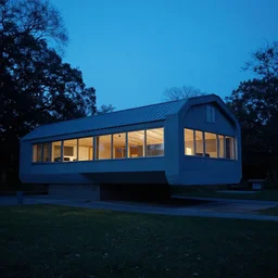 farnsworth house, by atey ghailan, blue light, character looking back, cinematic, masterpiece