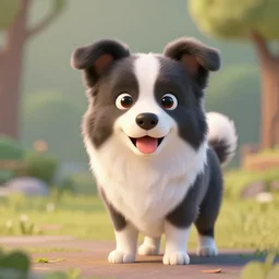 a cartoon, border collie, 3 d octane render, 4 k beeple, volumetric lighting, octane render, cute render, border collie