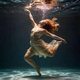 a hot girl dancing underwater