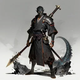 samurai yokai cyberpunk kaiju shaman, character concept art