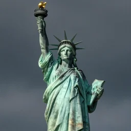 the statue of liberty as a native indian with headdress, coper cladding
