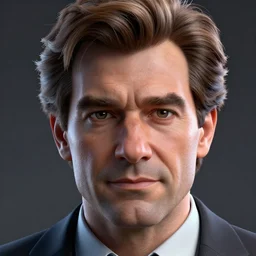 jacques chirac as an anime character, close up, blender 3 d intricate details, highly detailed portrait cinematic lightning, octane render, 8 k hd by michael komarck