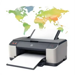 a large printer, printing a colorful world, on clear background, digital illustration, 3 d render, amazing detail, concept art, ray tracing, smooth, sharp focus, ethereal lighting