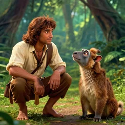 jungle book. mowgli and balu. movie still frame.