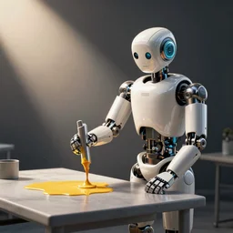 a robot doing paint, octane render, 3D