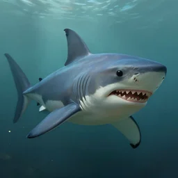 anthromorphic shark goblin swimming in water, diffuse lighting, fantasy, highly detailed, photorealistic, digital painting, artstation, illustration, concept art, smooth, sharp focus